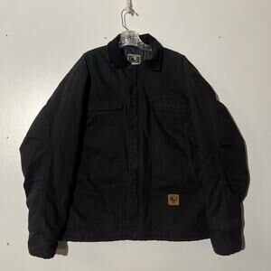 Berne Duck Core Canvas Full Zip Black Collared Coat Jacket Men’s Size Large